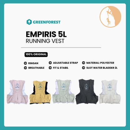 Vest Trail Running Hydration  - Greenforest Empiris 5L (FREE Quiver+Bandana)