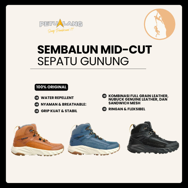 Sepatu Gunung/Hiking Unisex - Petualang Sembalun Mid-Cut Boots