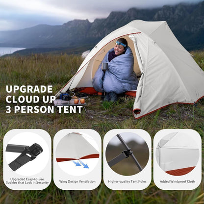 Tenda Camping/Ultralight Backpacking Tent - Naturehike Cloud Up™ PRO/ Kapasitas 3 Orang / 20D Nylon