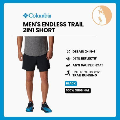 Columbia Men's Endless Trail 2In1 Short - Celana Pendek Lari /Trail Running Pria/Technical Outdoor