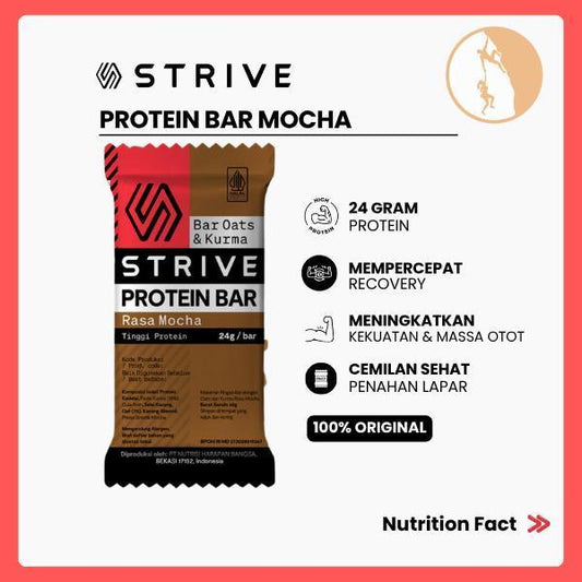 Strive Protein Bar Mocha (24g Protein/Bar) - Camilan Instant Sehat