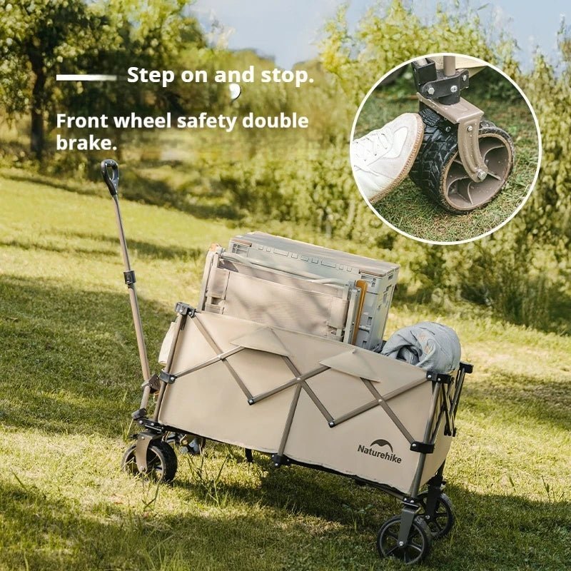 Trolley/Gerobak Lipat Portable - Naturehike Light Folding Gathering Camping Cart / Khaki / 185+90L / CNK2450JJ017