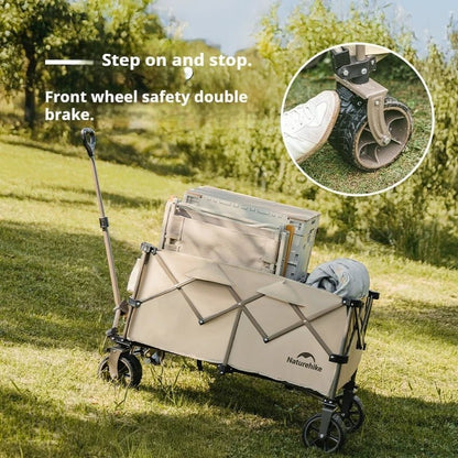 Trolley/Gerobak Lipat Portable - Naturehike Light Folding Gathering Camping Cart / Khaki / 185+90L / CNK2450JJ017