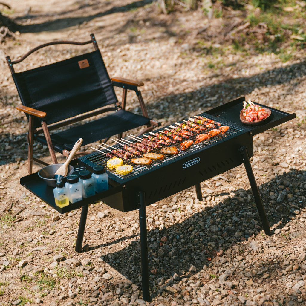 Kompor Pemanggang Camping Outdoor - Naturehike Moyan Multi-functional Vertical Barbecue Grill / CNK2550CF013 / Black / Storage Rack