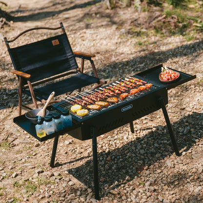 Kompor Pemanggang Camping Outdoor - Naturehike Moyan Multi-functional Vertical Barbecue Grill / CNK2550CF013 / Black / Storage Rack
