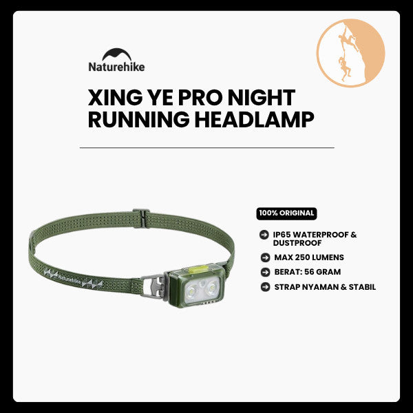Senter Kepala Gunung/Hiking/Trail Running - Naturehike Xing Ye Pro Night Running Headlamp / Adventure Green /CNK2550ZM011