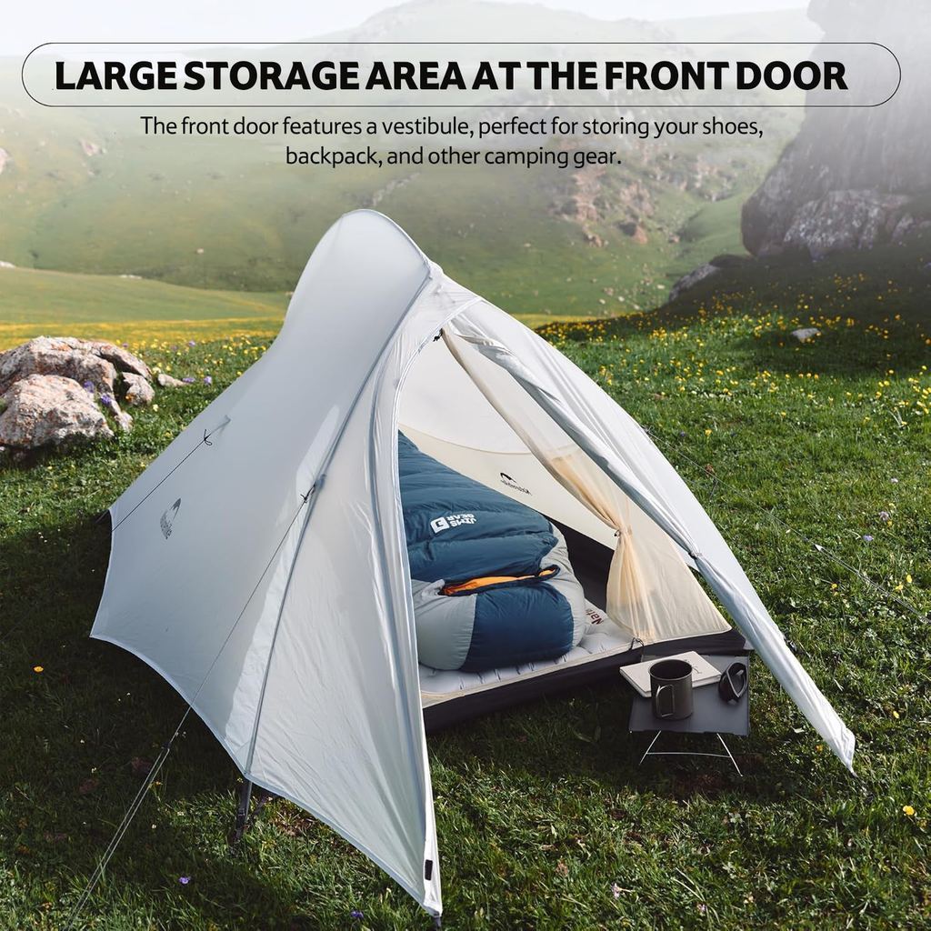 Tenda Camping/Ultralight Backpacking Tent - Naturehike Cloud Up™ UL / Kapasitas 2 Orang / 15D Nylon (Moon Rock Grey)