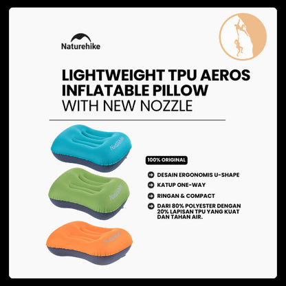 Bantal Angin/Travel/Portable - Naturehike Lightweight TPU Aeros Inflatable Pillow with New Nozzle