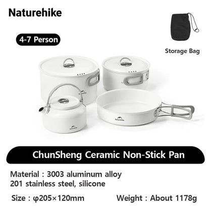 Set Alat Masak Camping Outdoor - Naturehike Ceramic Non-Stick Set Pots