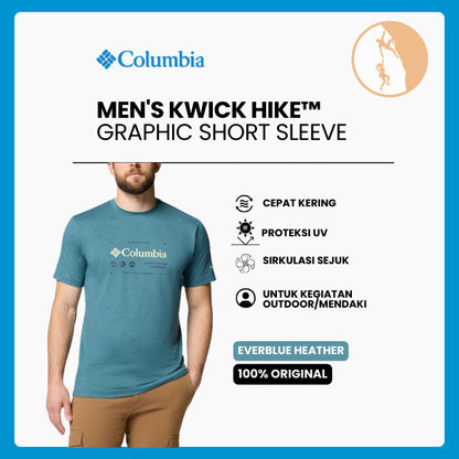Kaos Outdoor/Hiking Pria - Columbia Men's Kwick Hike™ Graphic Short Sleeve T-Shirt (Everblue Heather)