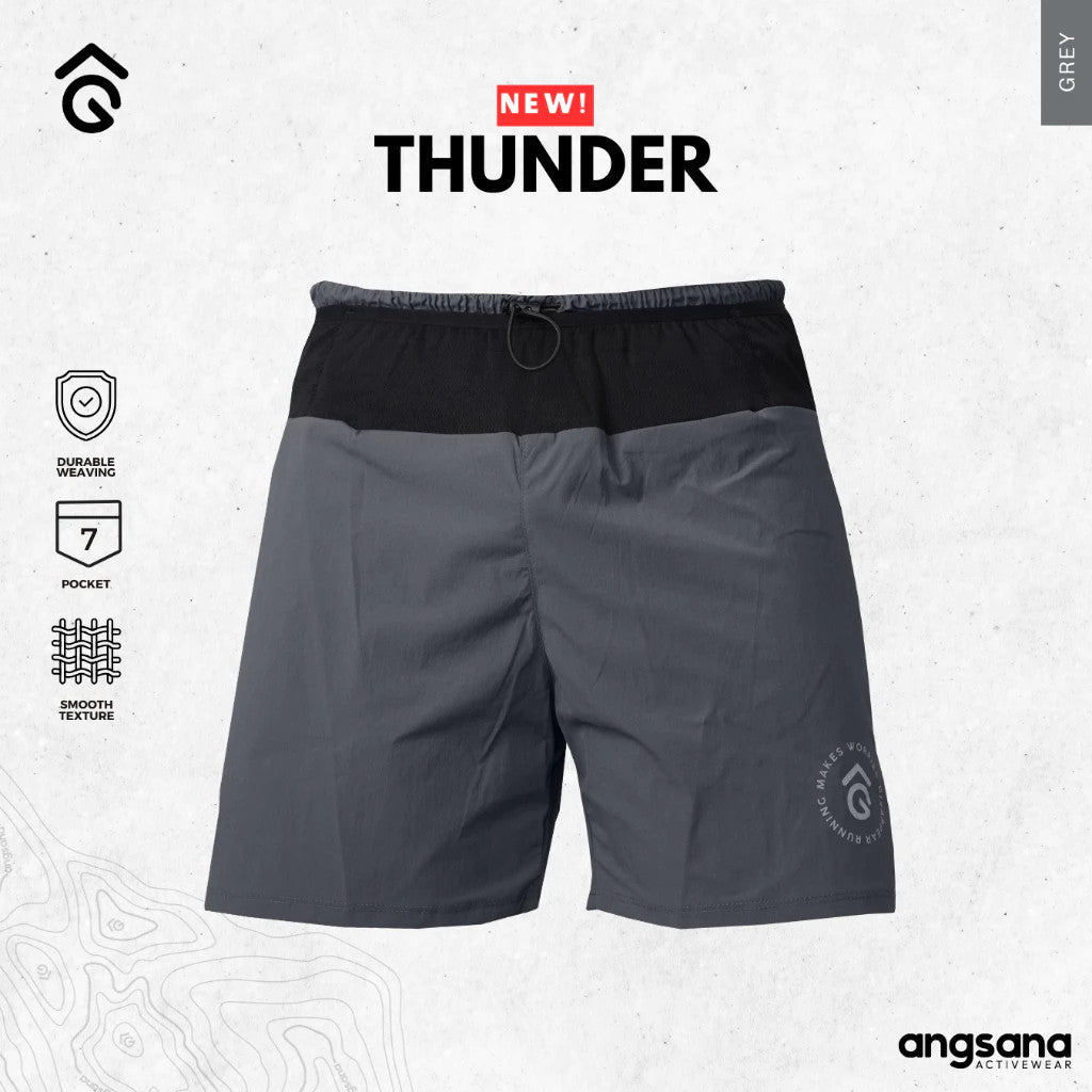 Celana Pendek Lari/Running - Angsana Series Thunder / Dilengkapi Pocket Belt & Zipper