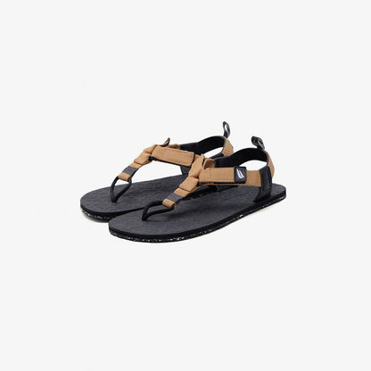 Pyopp Fledge Jelajah Road Barefoot Flip Flops - Tincel Brown On Black