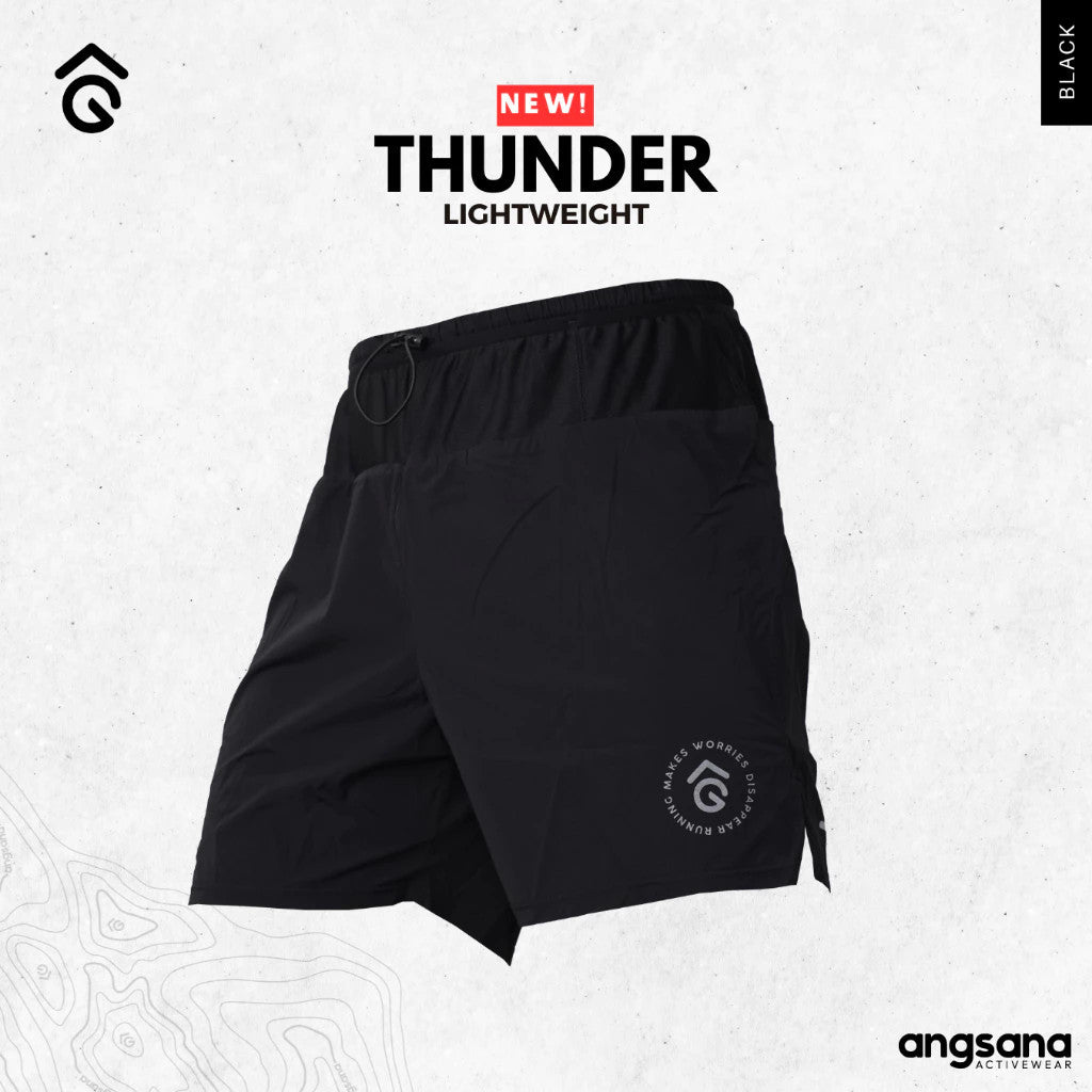 Celana Pendek Lari/Running - Angsana Series Thunder / Dilengkapi Pocket Belt & Zipper