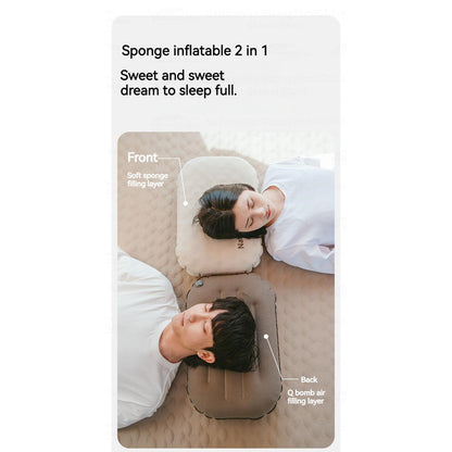Bantal Tiup/Travel/Portable - Naturehike 2-in-1 Sponge Pillow (Champagne Brown)
