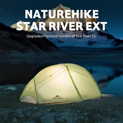 Tenda Camping/Ultralight Backpacking Tent - Naturehike Star River™ EXT / Kapasitas 2 Orang / 10D Nylon