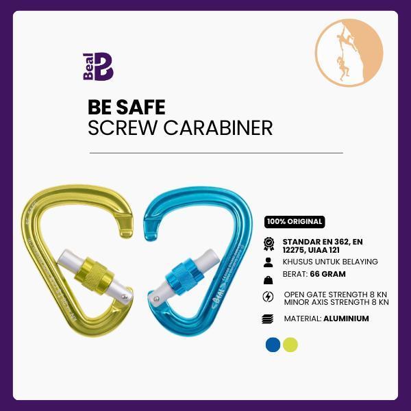 Karabiner Belay - Beal Be Safe Screw Carabiner - Standar EN 362, EN 12275, UIAA 121