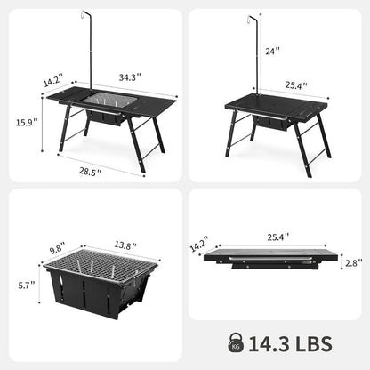 Meja Grill Portable Camping - Naturehike IGT BBQ Table with Charcoal Grill / CNK2350CF018