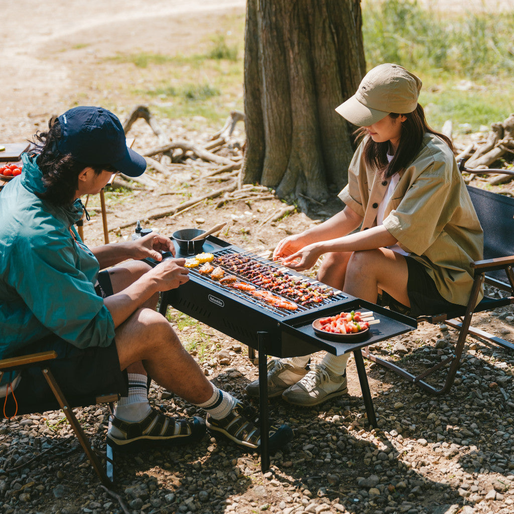 Kompor Pemanggang Camping Outdoor - Naturehike Moyan Multi-functional Vertical Barbecue Grill / CNK2550CF013 / Black / Storage Rack