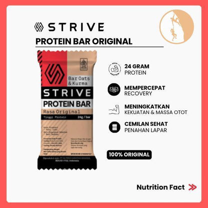 Strive Protein Bar Rasa Original (24g Protein/Bar) - Camilan Instant Sehat