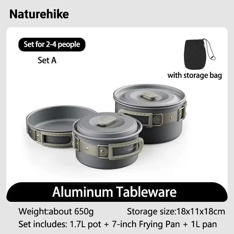 Alat Masak Camping Outdoor - Naturehike Cooking Set Wild Trekking Aluminum Alloy Pot Set / CNK2450CF010