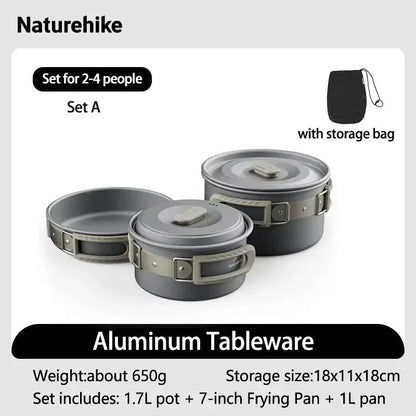Alat Masak Camping Outdoor - Naturehike Cooking Set Wild Trekking Aluminum Alloy Pot Set / CNK2450CF010
